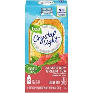 Crystal Light On The Go Raspberry Green Tea Drink Mix, 10 Count, 6-Pack